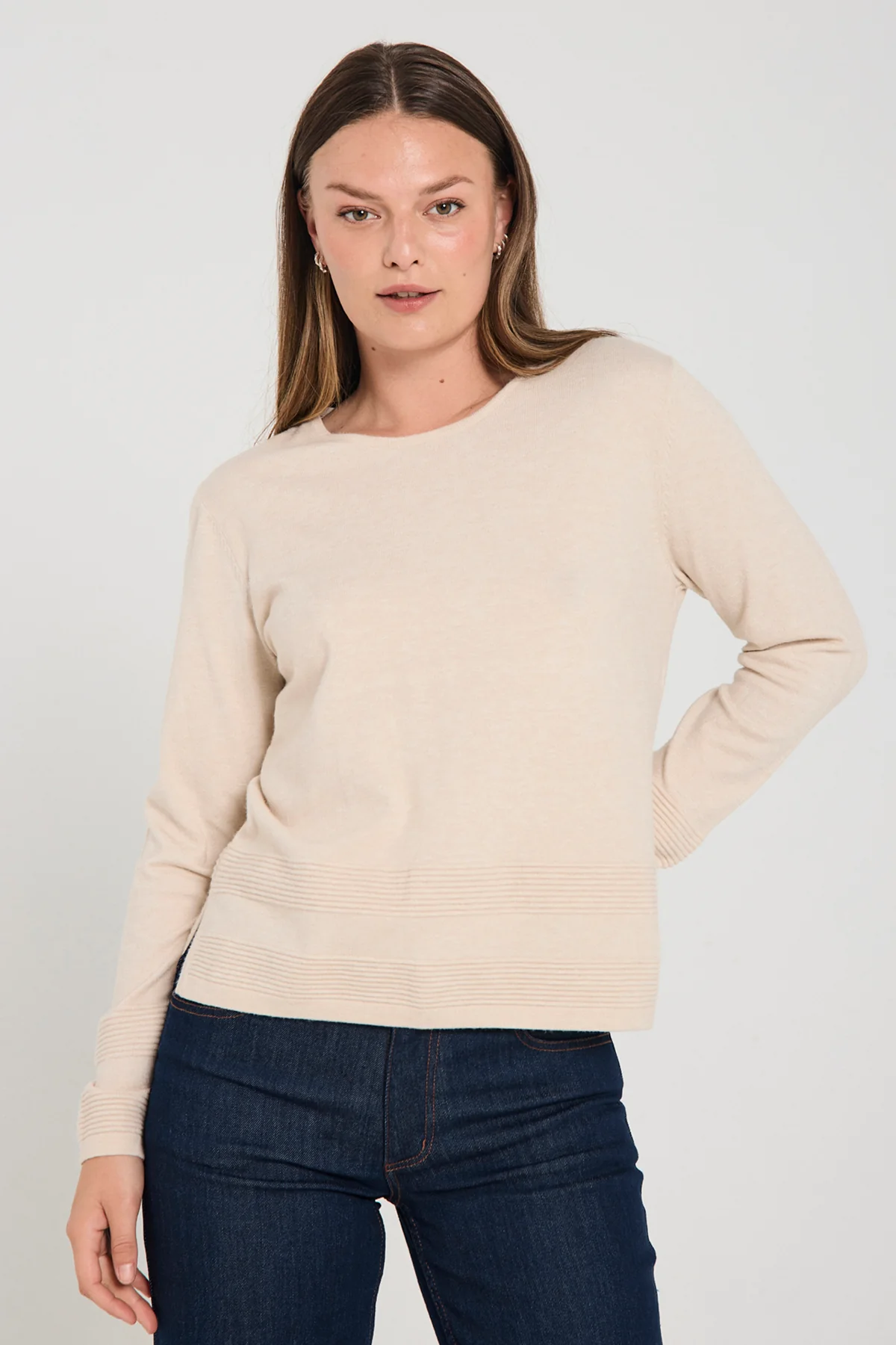 FQFlow Round Neck Pullover Moonbeam Melange Freequent