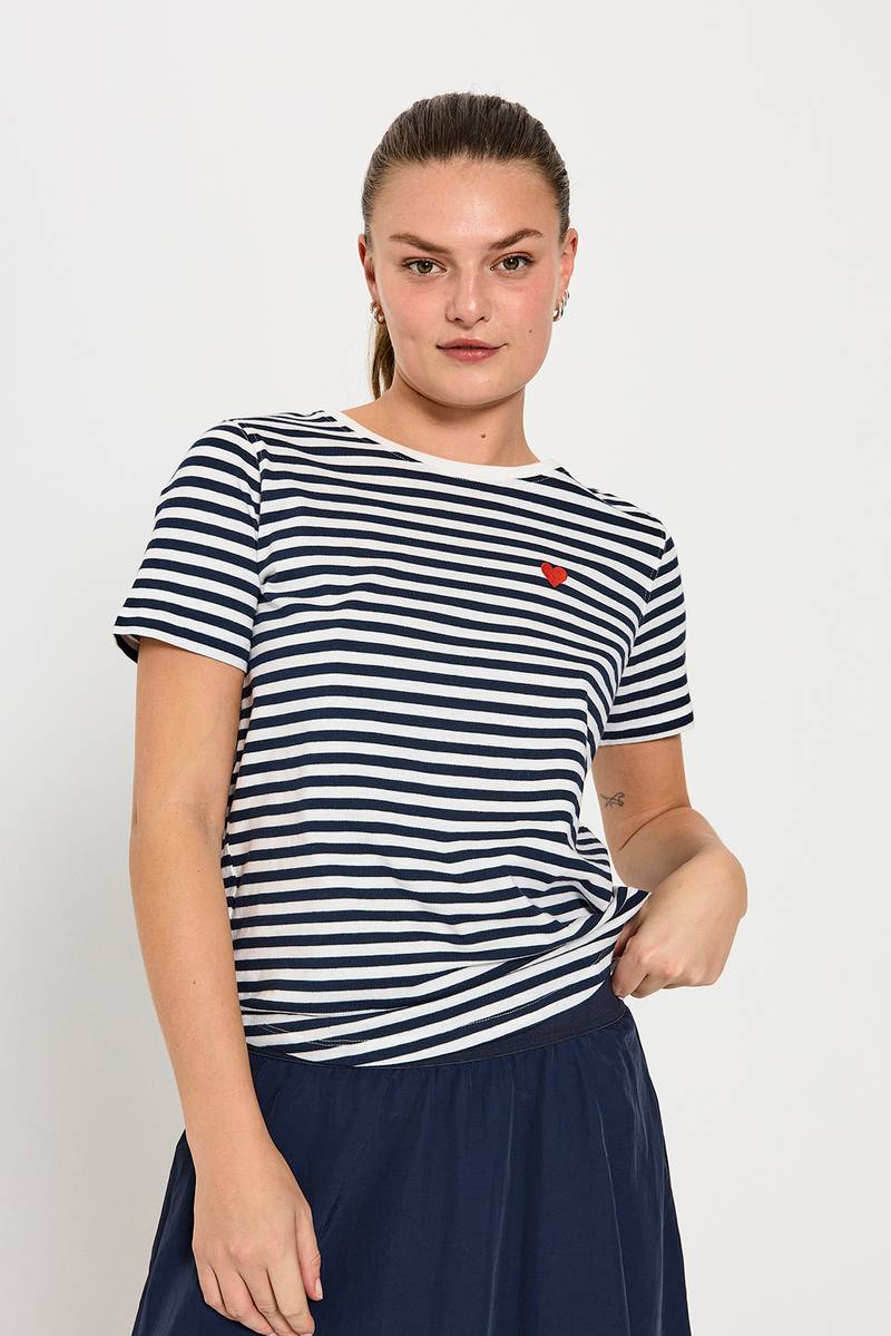 Mian Tee Stripe Star Off White With Navy Blazer Freequent