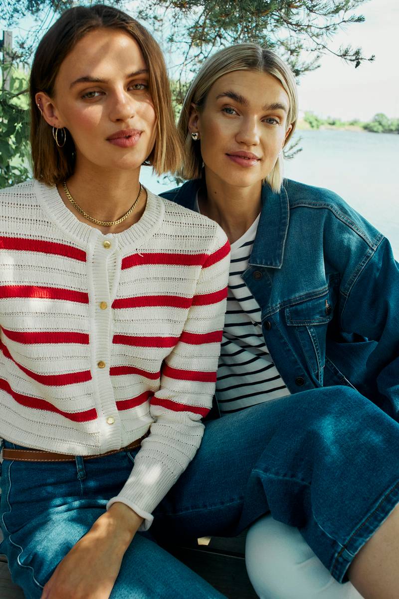 FQSail Cardigan Stripe Star Off White With Bittersweet Freequent