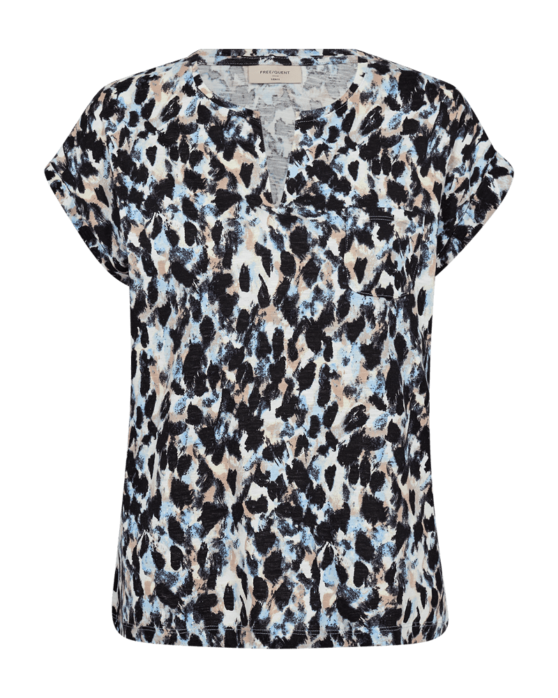 VMViva Tee All Over Print Chambray Blue With Black Freequent