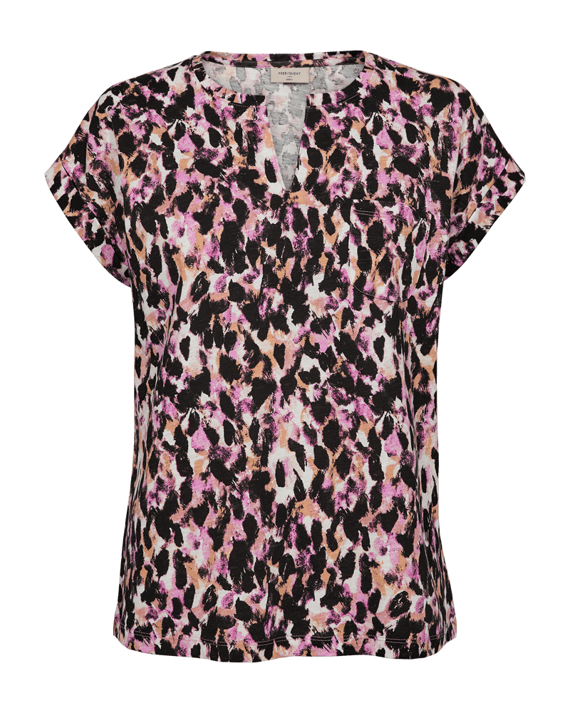 VMViva Tee All Over Print Fuchsia Pink With Black Freequent